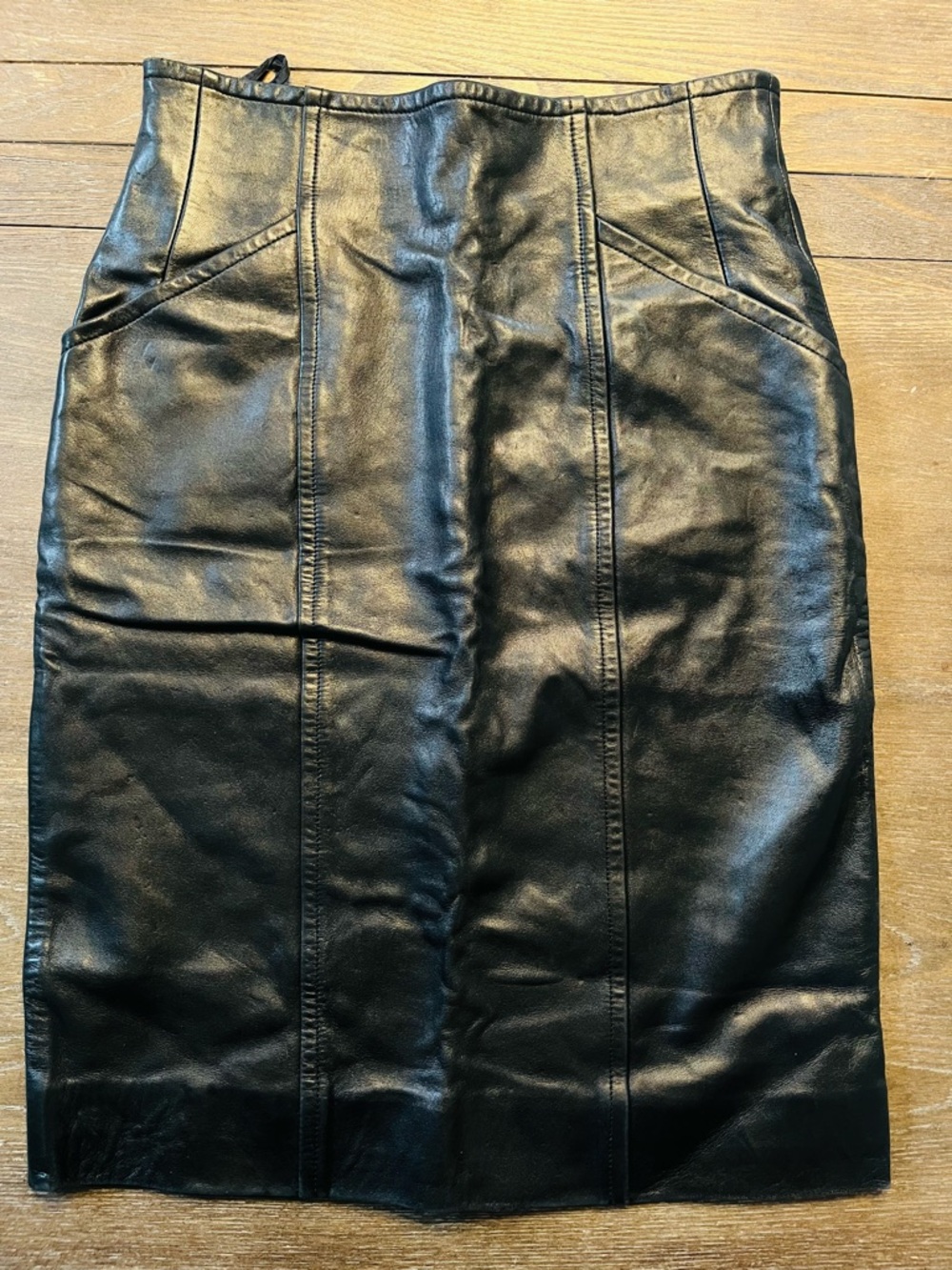 Vintage Christian Dior High Waisted Leather Skirt